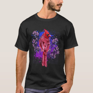 Rode Kardinaal Bloemen Vogel kijken Bloemen Vogel T-shirt
