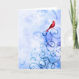 Rode kardinaal en stalen: Cute Winter Bird Feestdagen Kaart