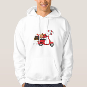 Rode Kardinaal Geliefden op Scooter Hoodie