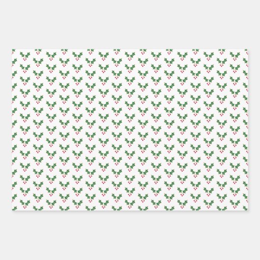 Rode kardinaal Holly Bladeren en bessen Kerstmis Inpakpapier Vel (Voorkant 2)