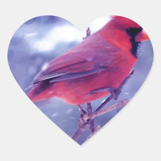 Rode kardinaal in de Blizzard Hart Sticker (Voorkant)