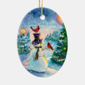 Rode kardinaal keramisch ornament (Achterkant)