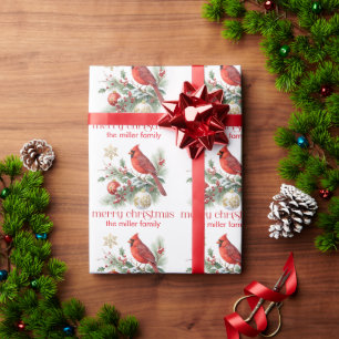 Rode Kardinaal Kerst Holly Boeket Cadeaupapier