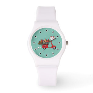 Rode Kardinaal Liefhebbers op Scooter Horloge