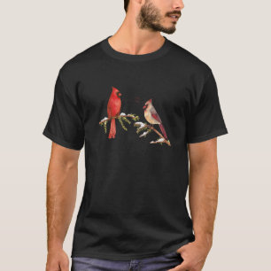 Rode kardinaal lovederpaar man en vrouw t-shirt