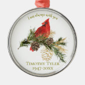 Rode Kardinaal Memorial Kerst Ornament (Voorkant)