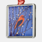 Rode kardinaal metalen ornament (Links)