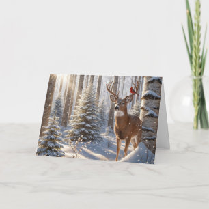 rode kardinaal op gewei van een hert kaart