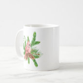 Rode kardinaal op Winter Evergreens Koffiemok (Voorkant links)