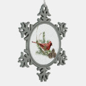 Rode kardinaal tin sneeuwvlok ornament (Links)