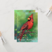 Rode Kardinaal Verjaardag Kaart (Voorkant / Achterkant in situ)