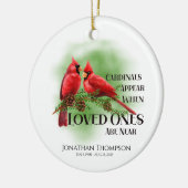 Rode kardinaal verschijnt een herdenkingsfoto keramisch ornament (Links)