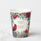 Rode Kardinaal Viering van het Leven Begrafenismon Papieren Bekers (Achterkant)