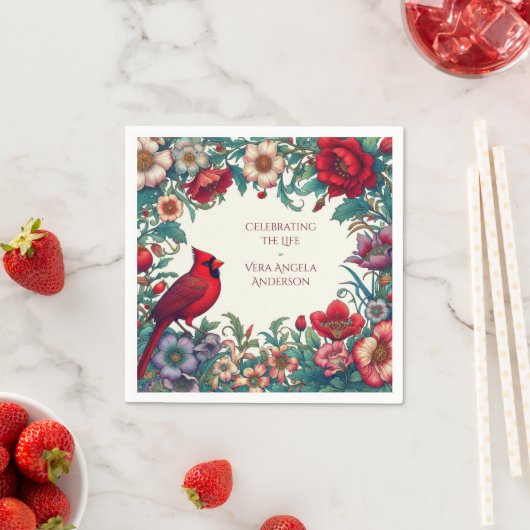 Rode Kardinaal Viering van het Leven Funeral Memor Servet (Insitu)