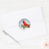 Rode Kardinaal Vogel Vrolijk Kerstmis Sticker (Envelop)
