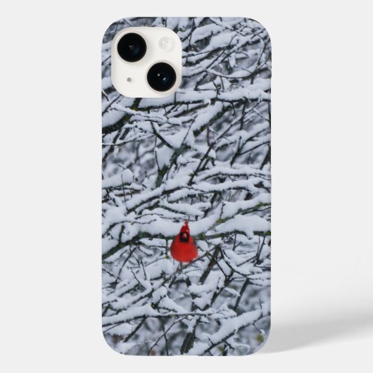 Rode Kardinaal Vogel Winter Telefoon Case Art (Achterkant)