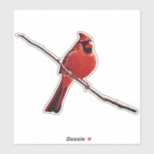 Rode Kardinaal Vogel Zittend op Tak Sticker (Vel)