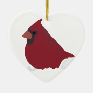 Rode kardinaal wintersneeuw keramisch ornament
