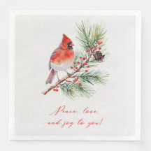 Rode Kardinaalvogel Kerst Papieren Servet