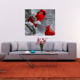 Rode Kardinaalvogels Engelen Zijn Dichtbij Glanzen Perfect Poster