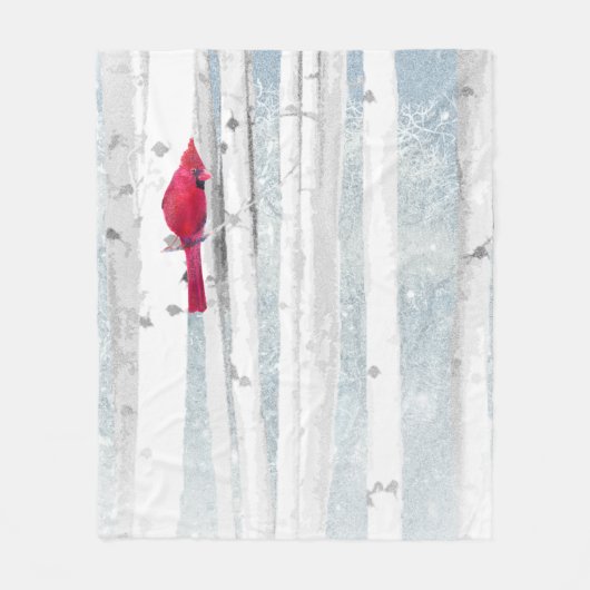 Rode kardinale vogel in mooie sneeuwvogelboom fleece deken (Voorkant)