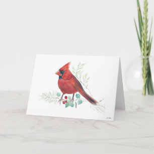 Rode kardinale vogelfeestkaart kaart