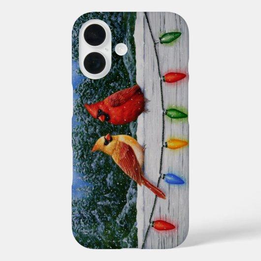 Rode kardinale vogels en kerstsneeuw Case-Mate iPhone case (Achterkant)
