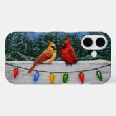 Rode kardinale vogels en kerstsneeuw Case-Mate iPhone case (Achterkant (horizontaal))
