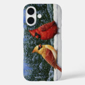 Rode kardinale vogels en kerstsneeuw Case-Mate iPhone case (Achterkant)