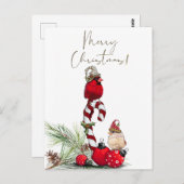 Rode kardinale Waterverf Winterkerst Briefkaart (Voorkant / Achterkant)