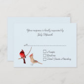 Rode Kardinalen Bruiloft RSVP Kaart (Voorkant / Achterkant)