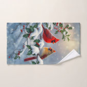 Rode kardinalen en Holly in de sneeuw Handdoek (Handdoek)