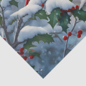 Rode kardinalen en Holly in de sneeuw Tissuepapier (Detail)