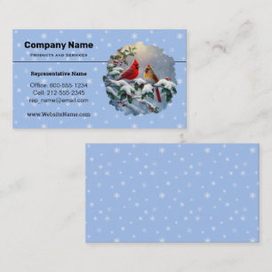 Rode kardinalen en Holly in de sneeuw Visitekaartje