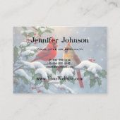 Rode kardinalen en Holly in de sneeuw Visitekaartje (Achterkant)