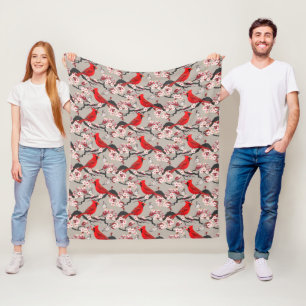 Rode kardinalen en torenbloesems fleece deken