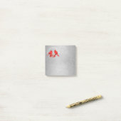 Rode kardinalen Faux Silver Monogram, Couple 3x3 Post-it® Notes (Op bureau)