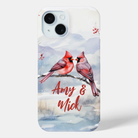 Rode Kardinalen Vogels Kerstmis Valentijnsdag Case-Mate iPhone Case (Achterkant)