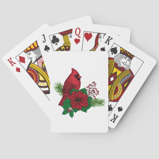 Rode kardinalen voor kerstversiering pokerkaarten (Achterkant)