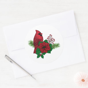 Rode kardinalen voor kerstversiering ronde sticker