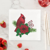 Rode kardinalen voor kerstversiering servet (Insitu)