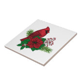 Rode kardinalen voor kerstversiering tegeltje (Zijkant)