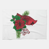 Rode kardinalen voor kerstversiering theedoek (Horizontaal)