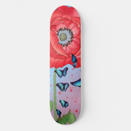 RODE KARTPOPPIJEN EN BLAUWE BUTTERFLIES SKATEBOARD