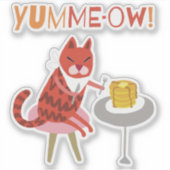 Rode kat en pannenkoeken / sticker (Voorkant)