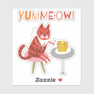 Rode kat en pannenkoeken / sticker