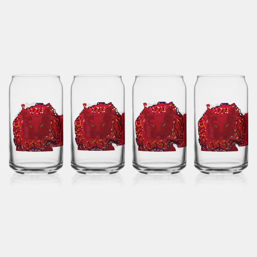 Rode Kat Humor Blikvorm Glas (Voorkant)