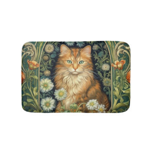 Rode kat in de tuin art nouveau badmat