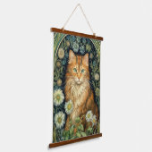 Rode kat in de tuin art nouveau hangend wandkleed (Gebogen)