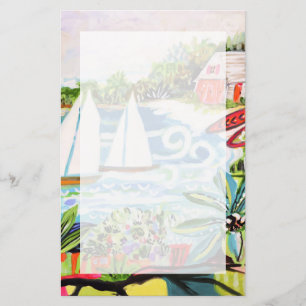 Rode katoen van de bay II Briefpapier